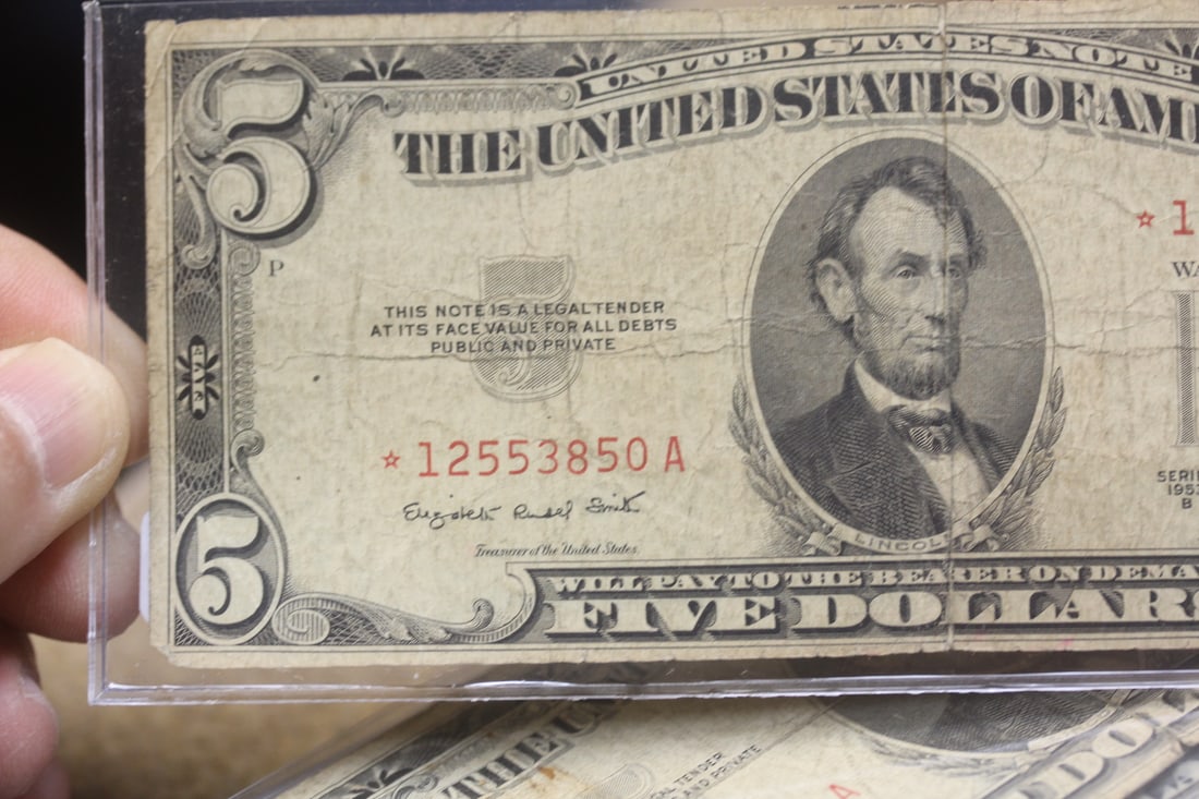 1953 $5.00 Red Seal Star Note - 4