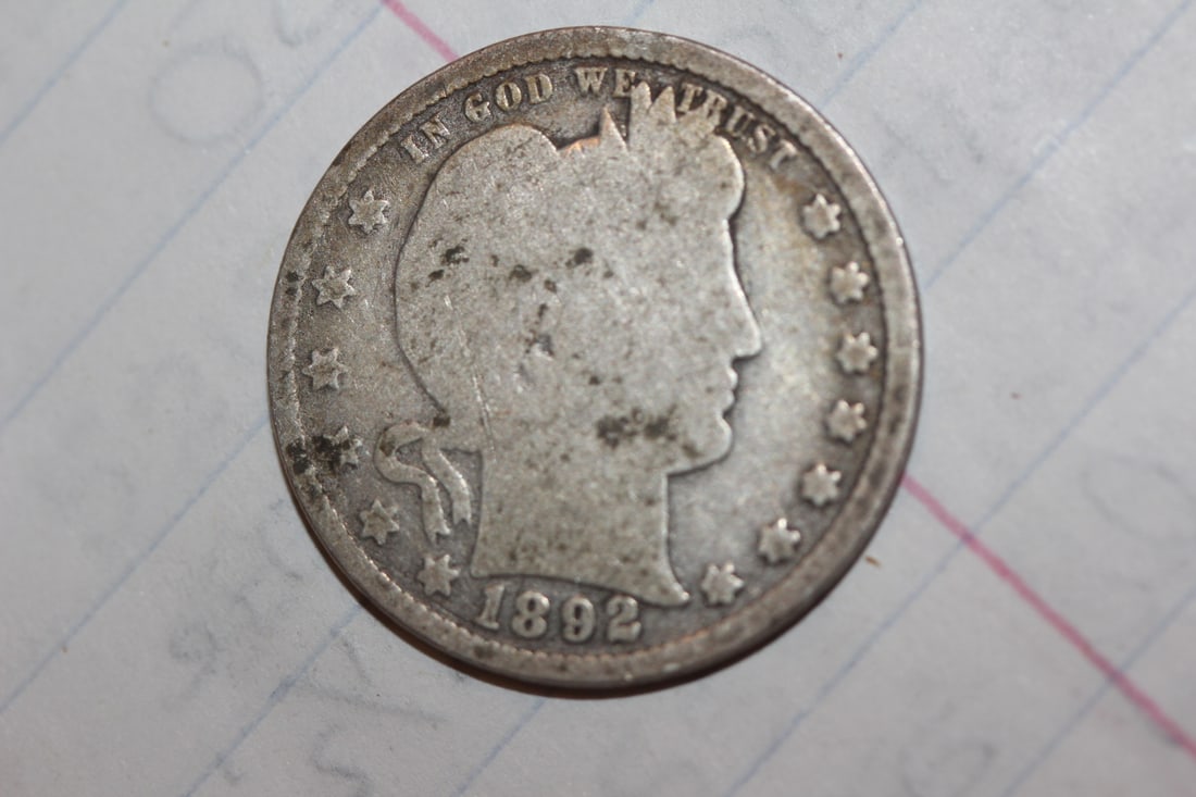 1892 Barber Silver Quarter: as shown on photos