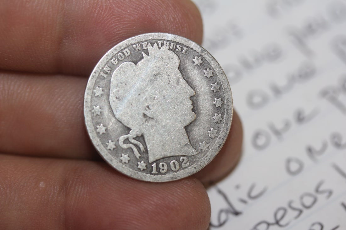 1902 Barber Silver Quarter: as shown