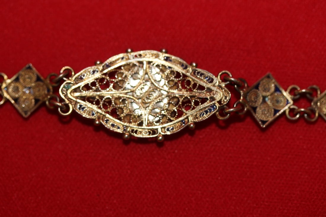 A Signed 800 Silver Micro Mosaic Bracelet - 9