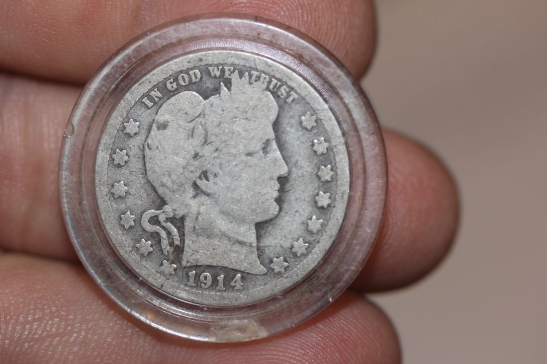 1914-D Barber Silver Quarter: semi key date