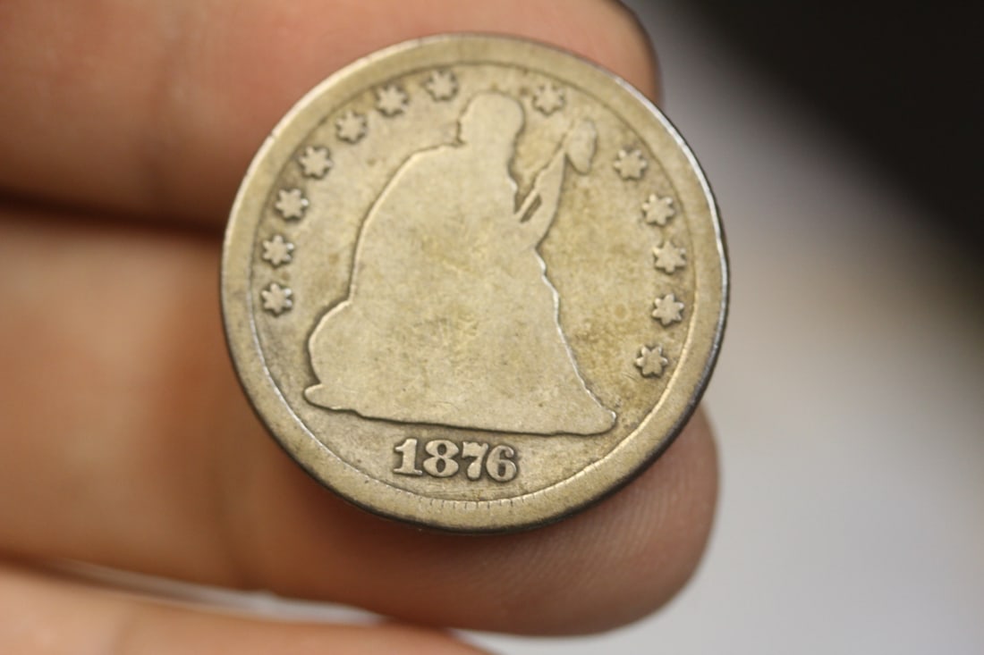 1876-CC Seated Quarter: 90% silver