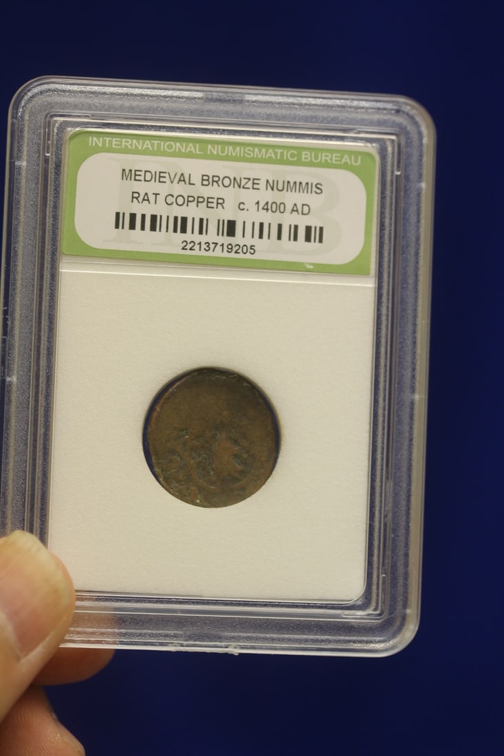 A Slabbed Medievel Bronze Nummis Coin (1 of 4)