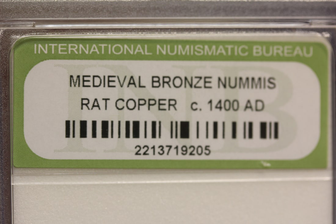 A Slabbed Medievel Bronze Nummis Coin - 2