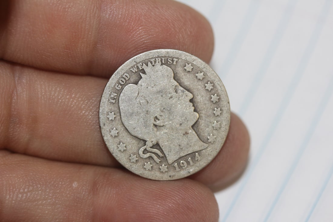 1914-D Silver Barber Quarter: 90% silver