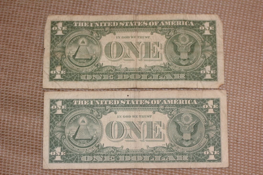 Lot of 2 1957 Blue Seal One Dollar - 2