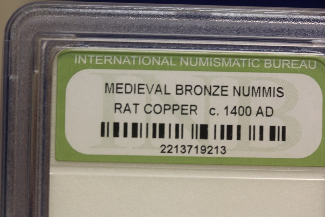 A Slabbed Medievel Bronze Nummis Coin - 2