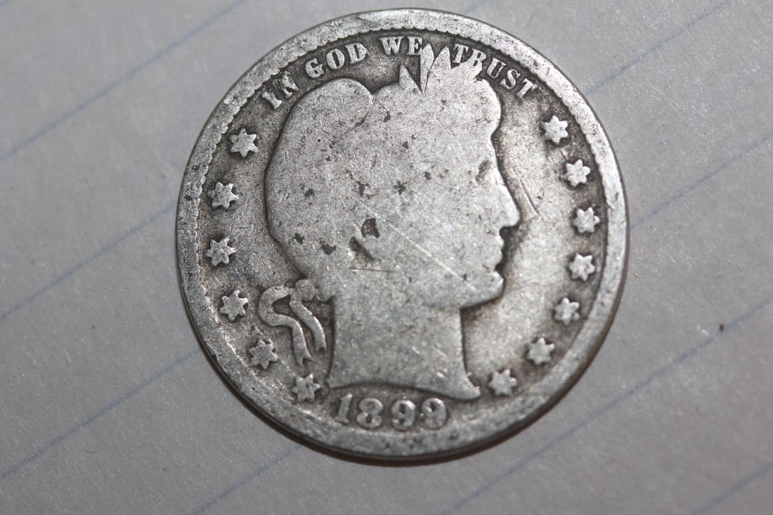 1899 Barber Silver Quarter: as shown