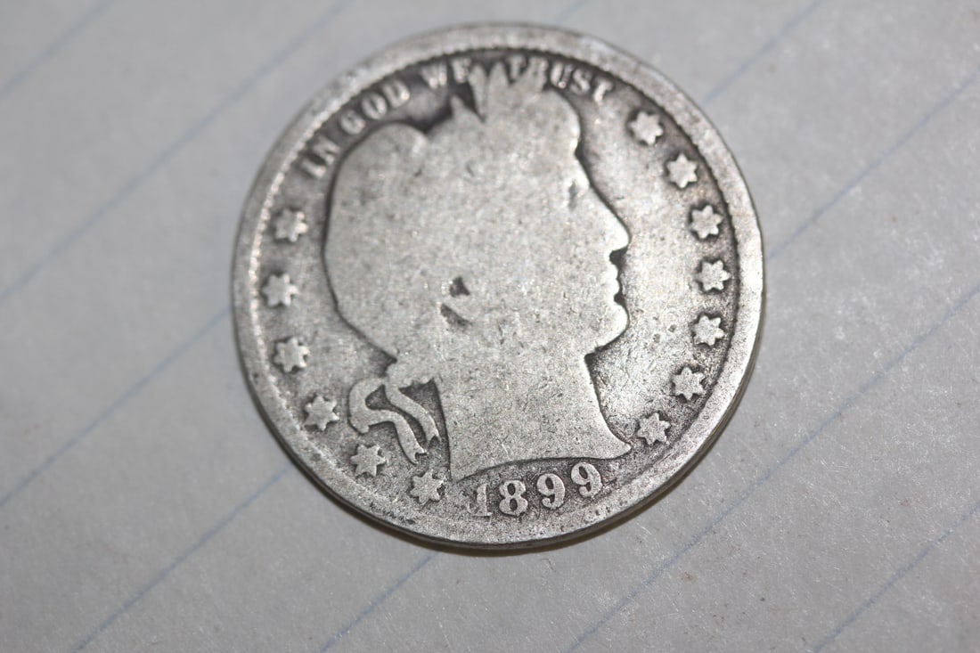 1899 Barber Silver Quarter: as shown
