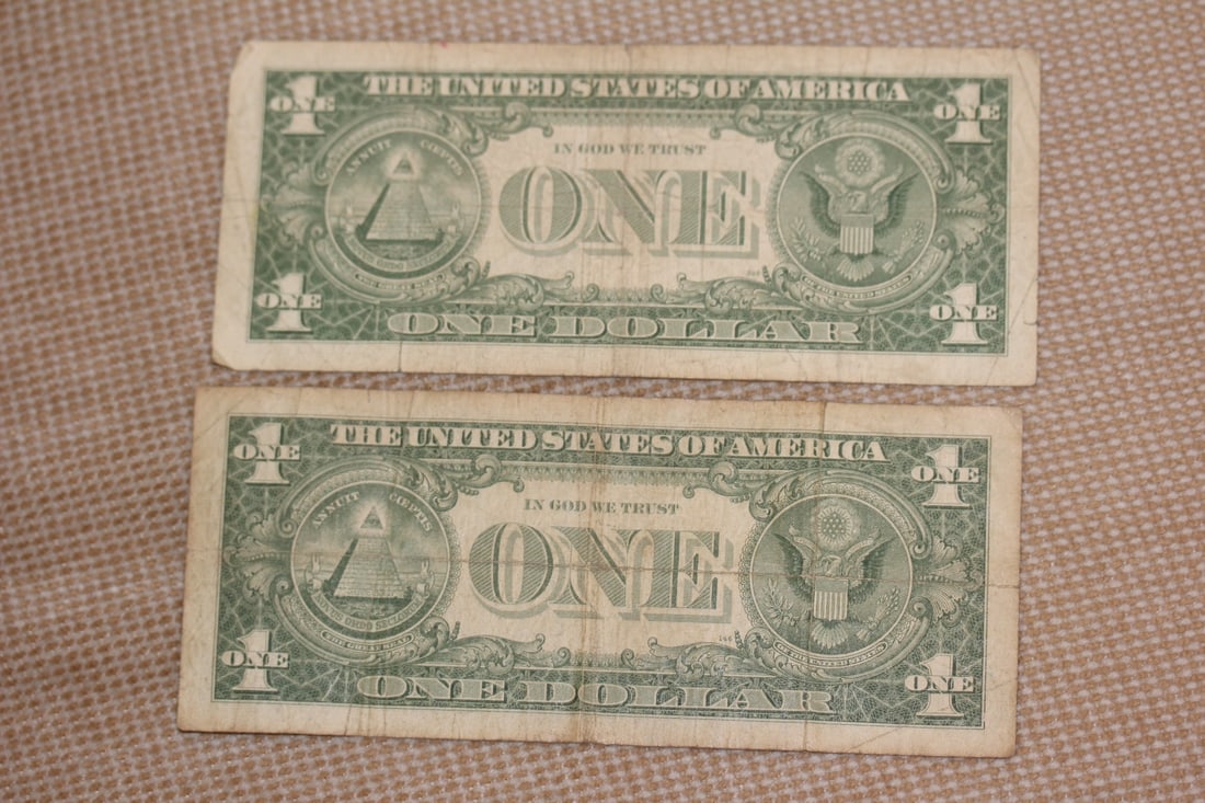 Lot of 2 1957 Blue Seal One Dollar - 2