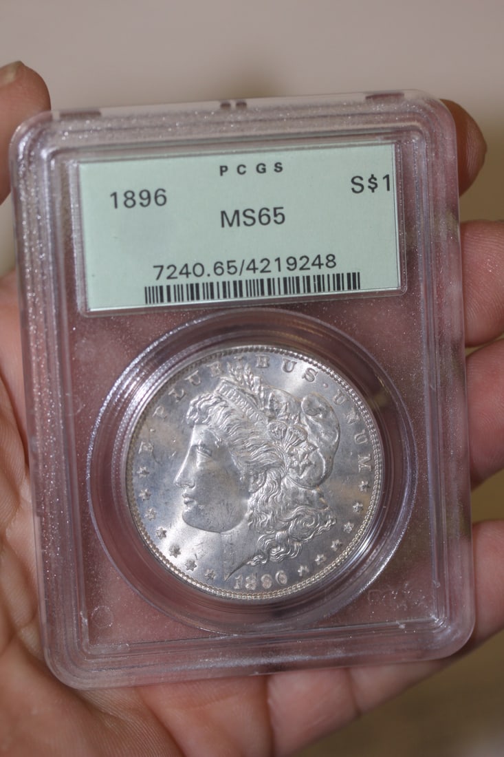 PCGS Graded 1896 Morgan Silver Dollar: old green label - MS65