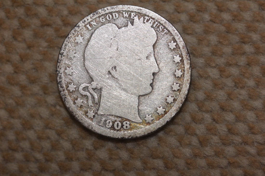 1908-D Barber Silver Quarter: as shown