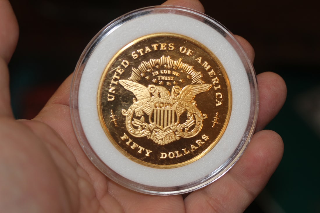 1877 Commemorative $50.00 Copper Coin: 2" in diameter
