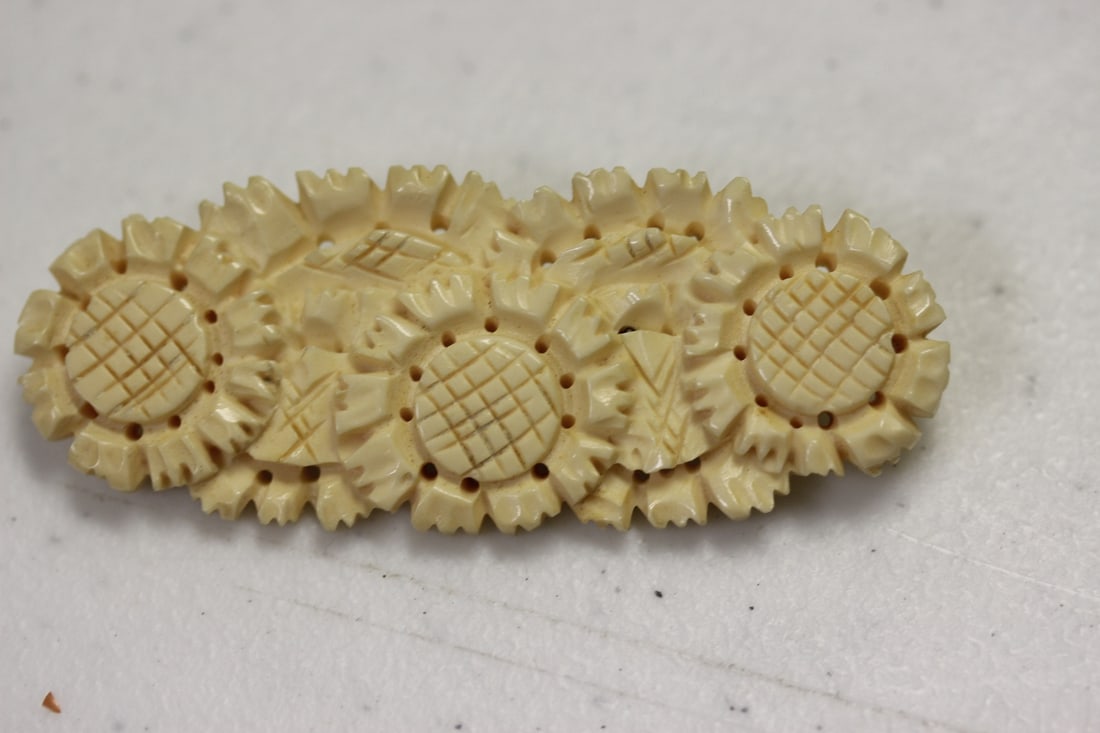 A Nicely Carved Bone Brooch or Pin: 2 3/4" in length
