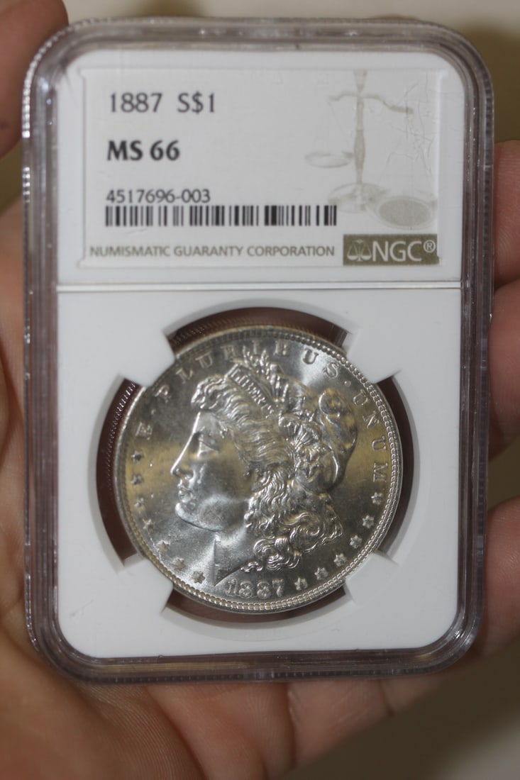 NGC Graded 1887 Morgan Silver Dollar: MS66