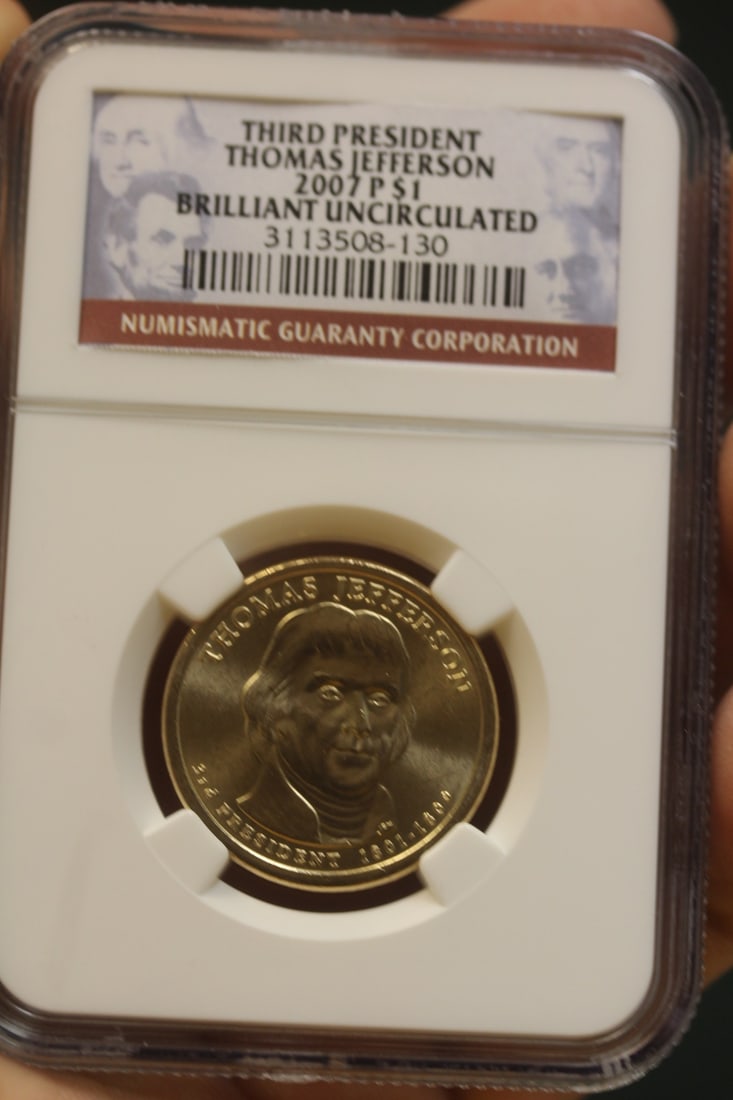 An NGC $1.00 Presidential Coin: slabbed