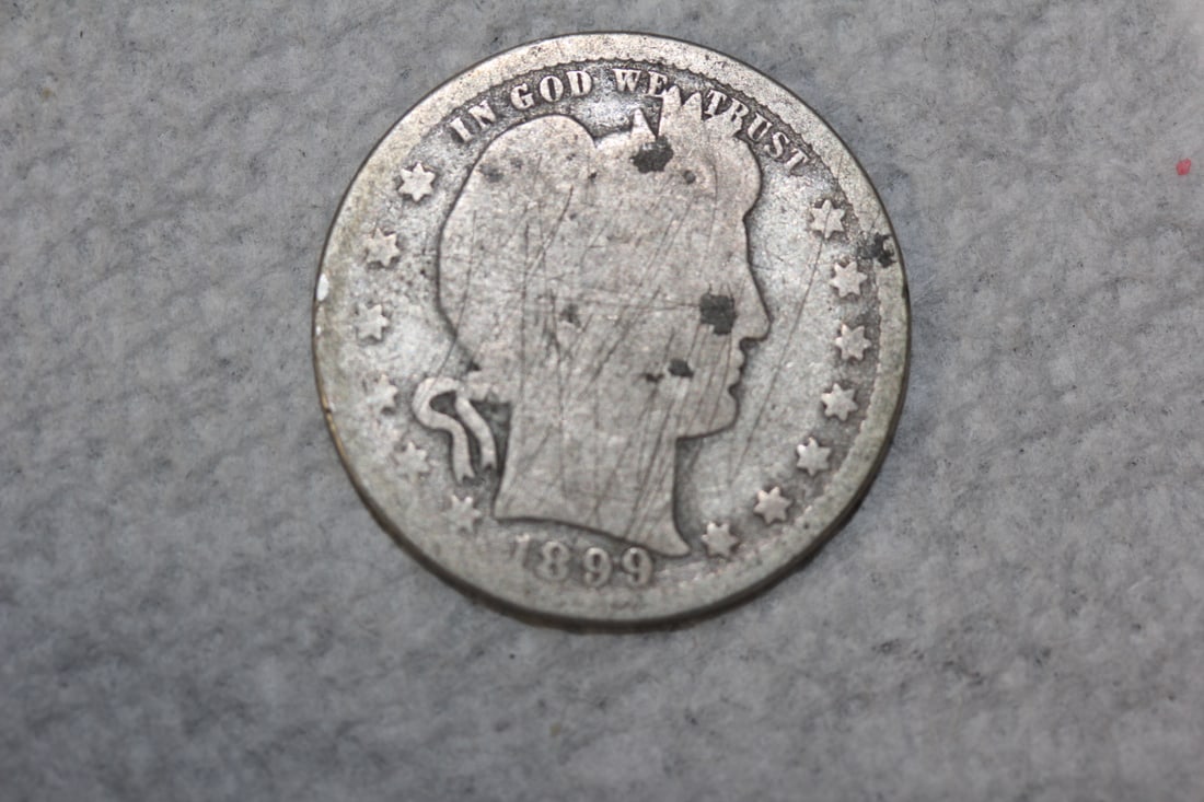 1899-O Barber Silver Quarter: as shown