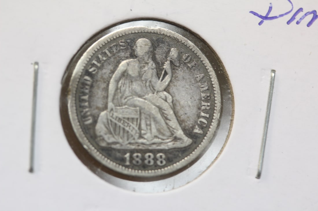 1888-P Seated Dime: 90% silver - pretty nice condition