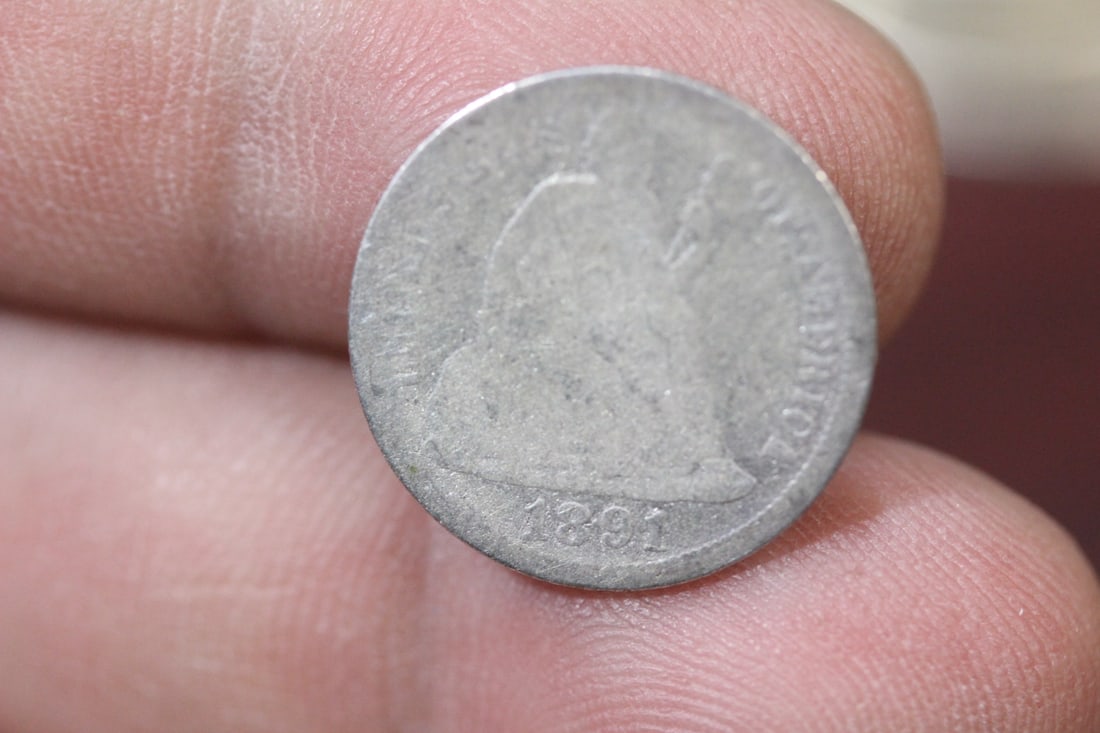 An 1891 Seated Dime: worn