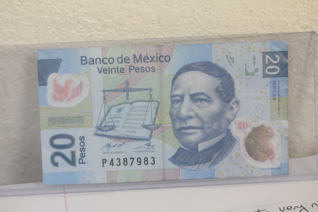 Mexico 20 Pesos Bank Note: as shown