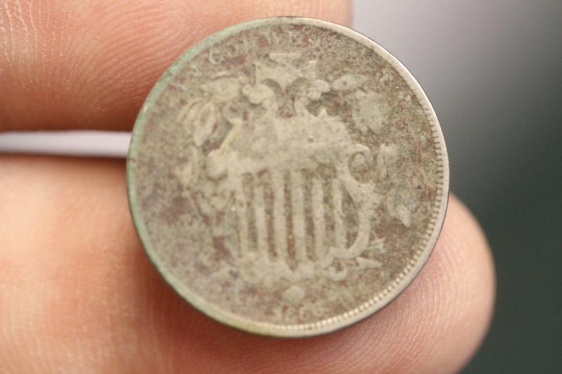 1866 Shield Nickel with Rays: rare con