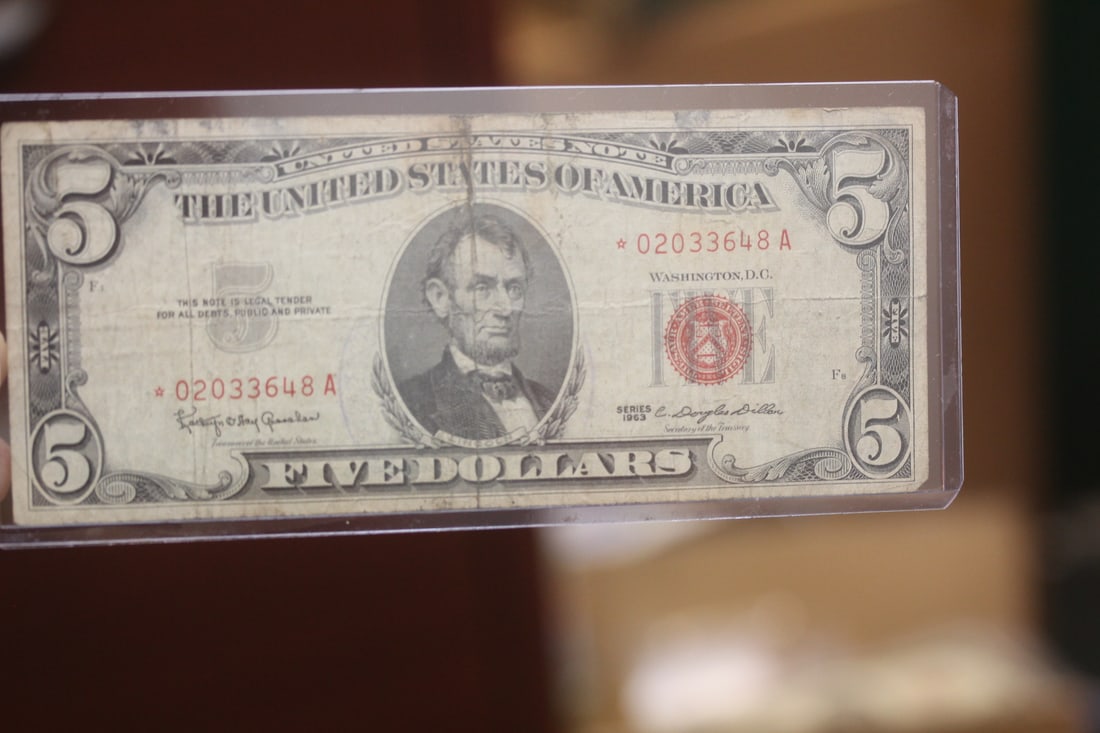 1963 $5.00 Red Seal Star Note: as shown