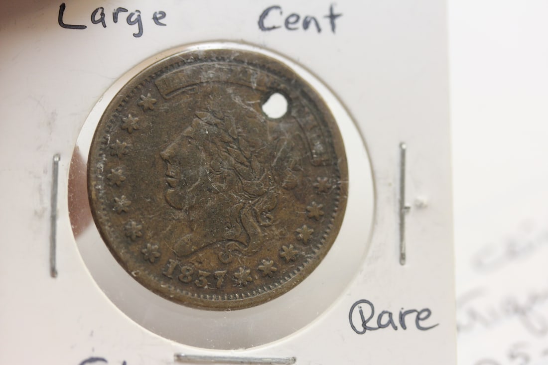 1837 Large Cent: please note: hole
