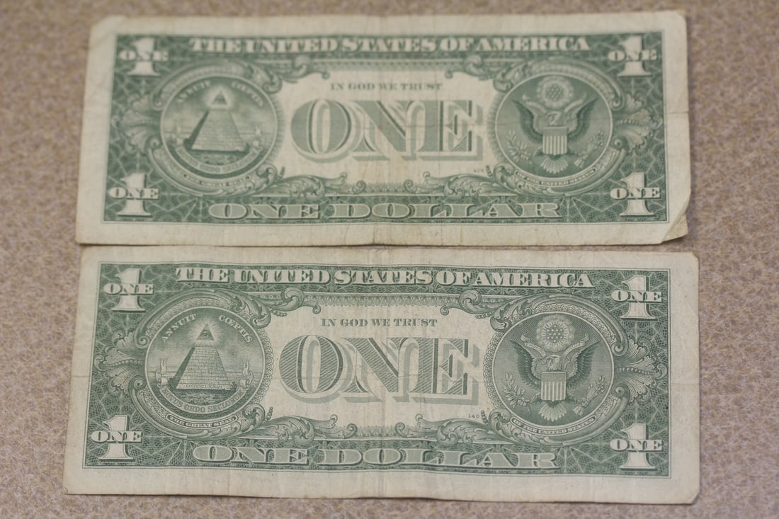 Lot of 2 1957 Blue Seal $1.00 Note - 2
