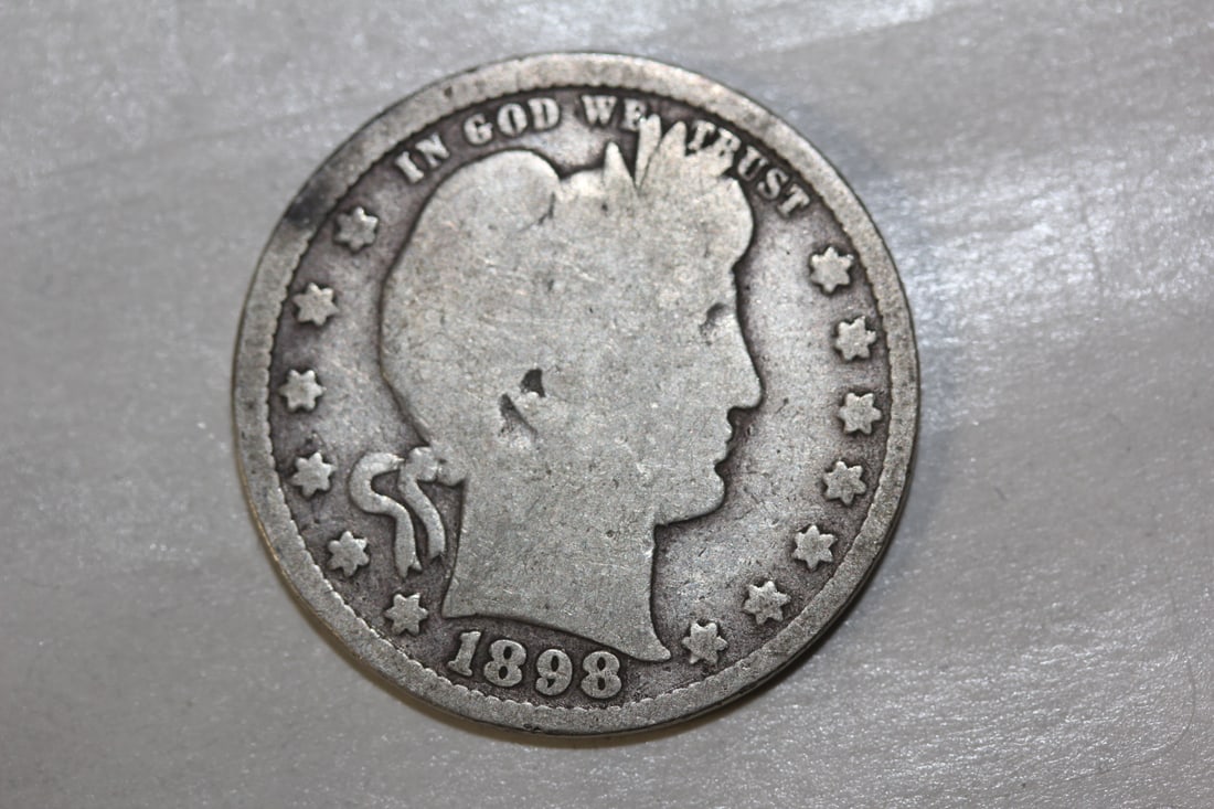 1898 Barber Silver Quarter: as shown
