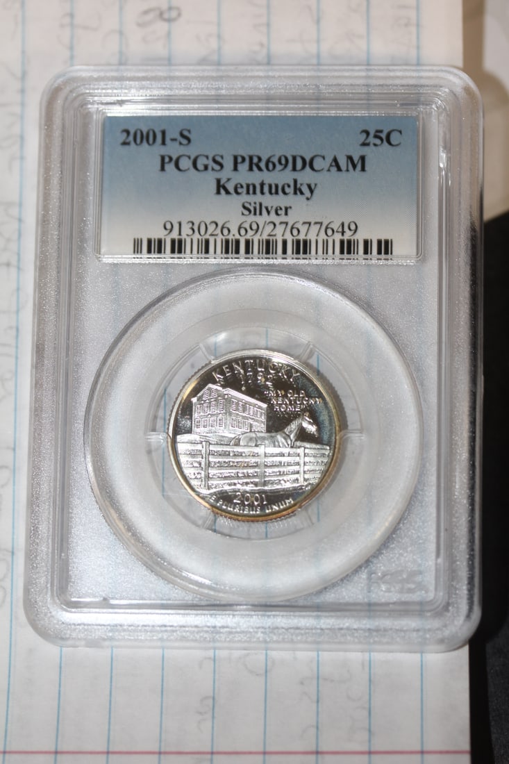 PCGS Graded 2001-S Silver Quarter: PR69DCAM - Kentucky