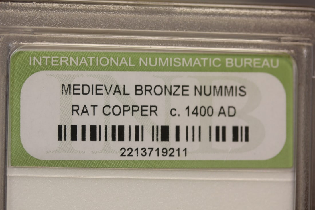 A Slabbed Medievel Bronze Nummis Coin - 2