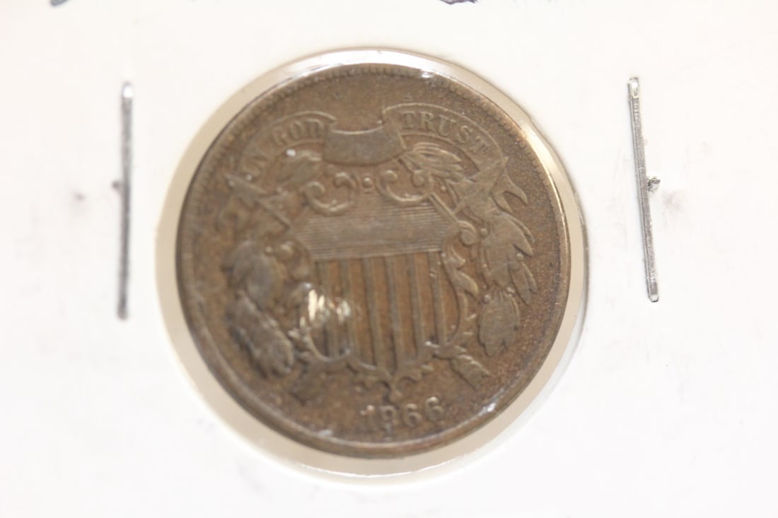 1866 2 Cent Coin: highly detailed