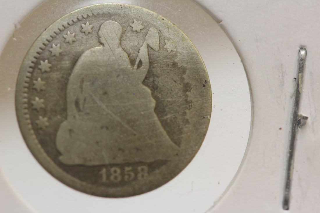 1858 Seated Half Silver Dime: as shown