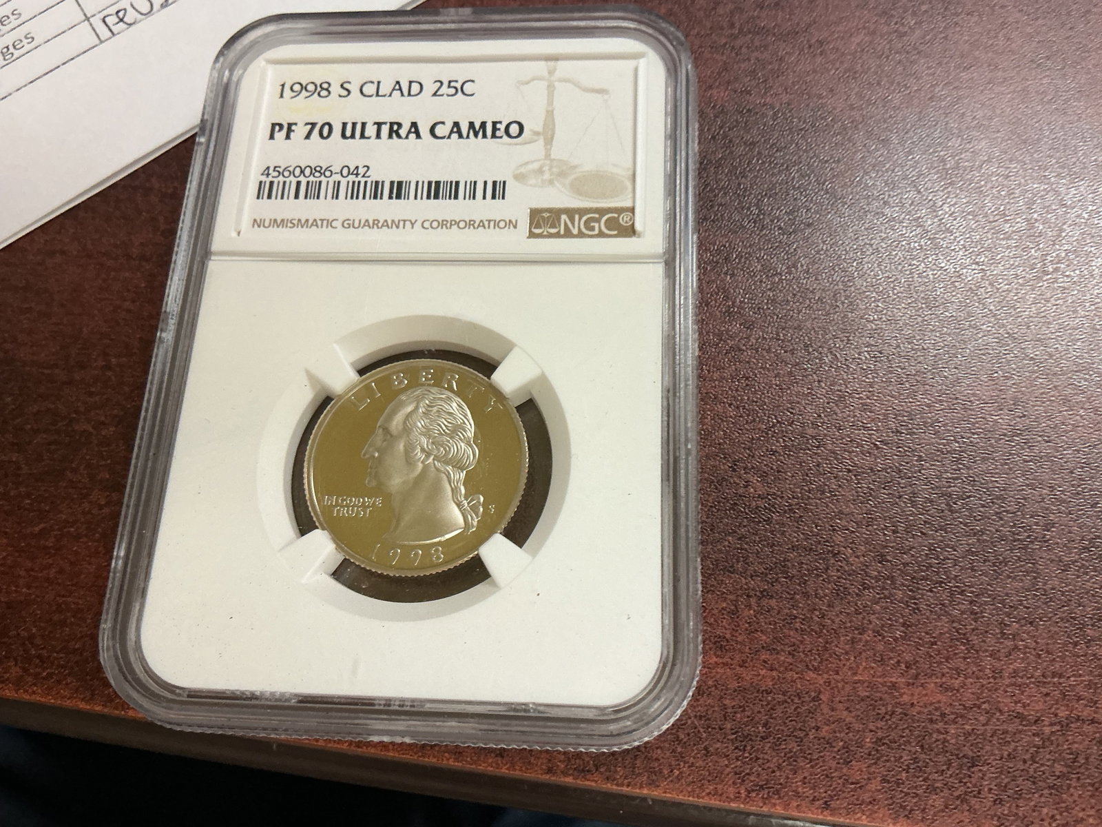 NGC Graded 1998-S 25 cent: clad - PF70 - ultra cameo