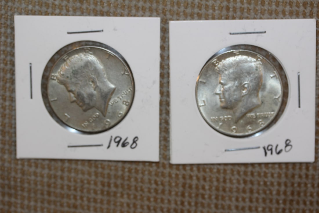 Lot of 2 Kennedy Halves: 40% silver