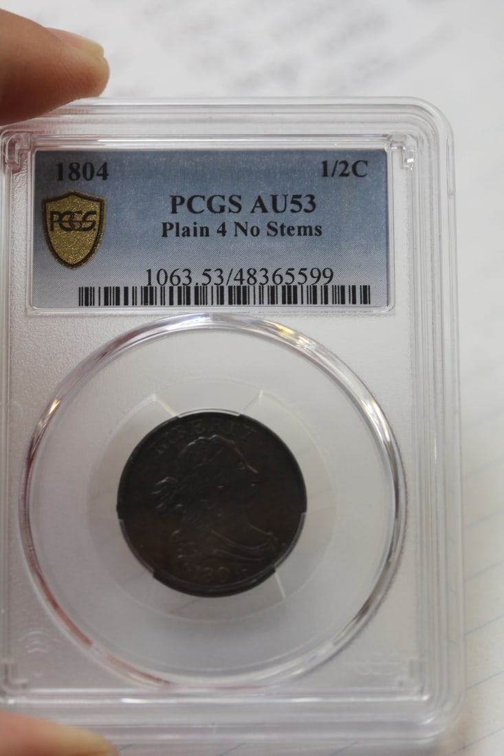 Rare 1804 PCGS Graded Half Cent: AU53 - as shown