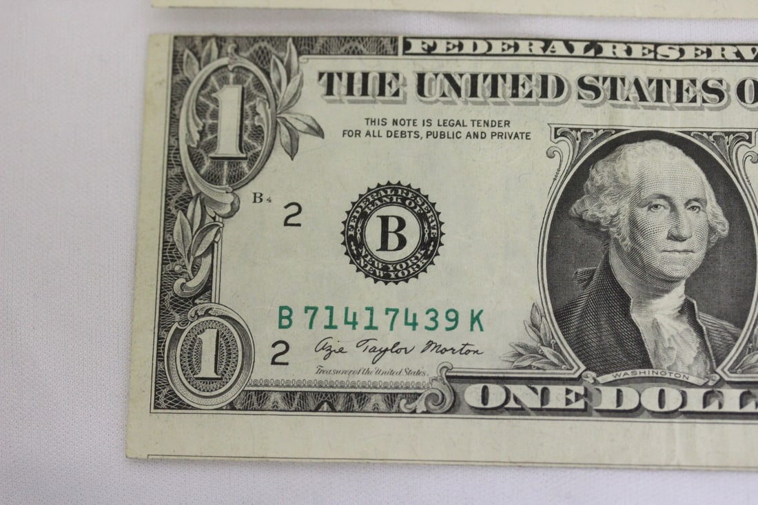 Lot of Two Cut Error One Dollar Notes - 2