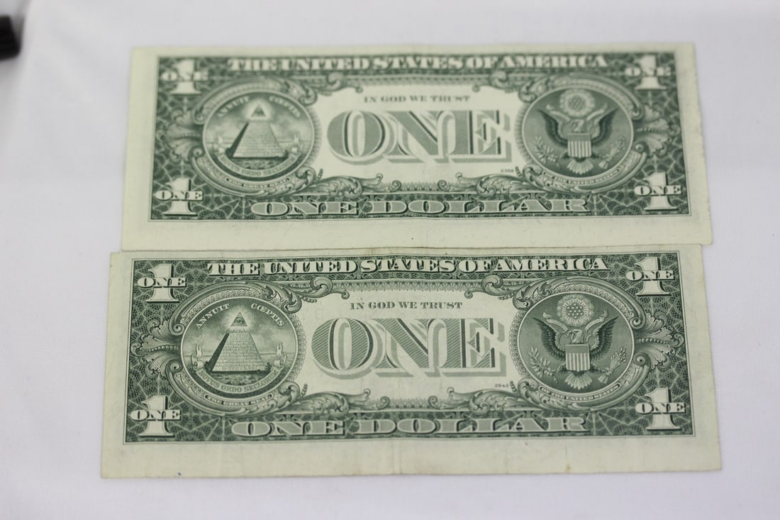 Lot of Two Cut Error One Dollar Notes - 8