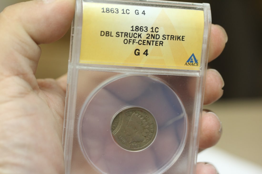 Rare Civil War Era Mint Error Indian Head Cent: very rare - ANACS graded G4 mint error doble struck