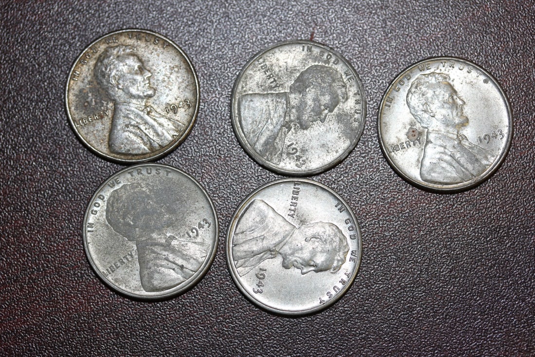 Lot of 5 Steel Cents: as shown