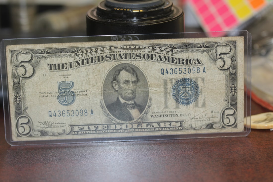 1934 $5.00 Note: as shown