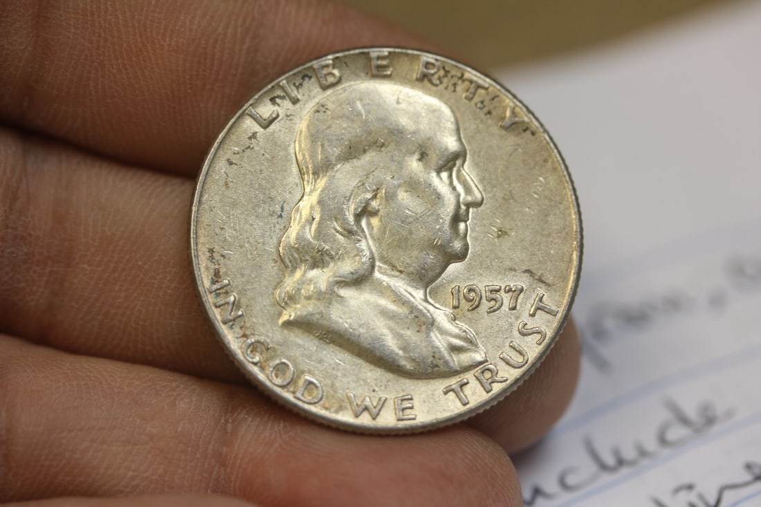 1957 Franklin Half Dollar: 90% silver