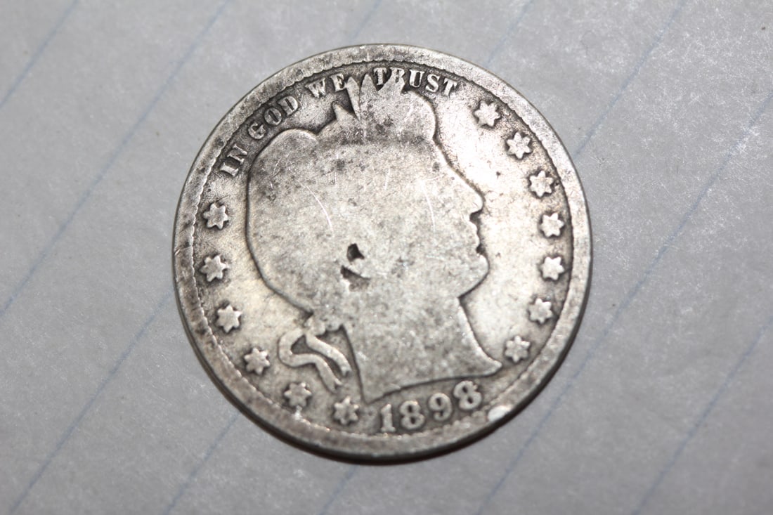 1898 Barber Silver Quarter: as shown