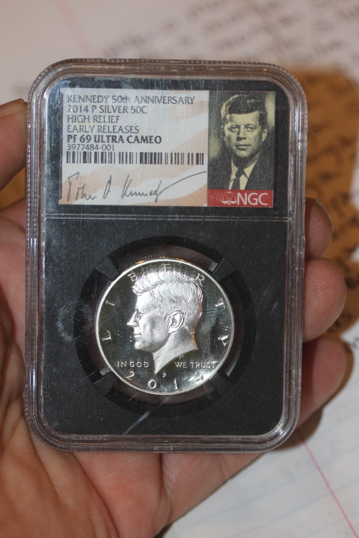 NGC Graded 2014-P Silver Kennedy Half Dollar: PF69 Ultra Cameo - high relief and early release