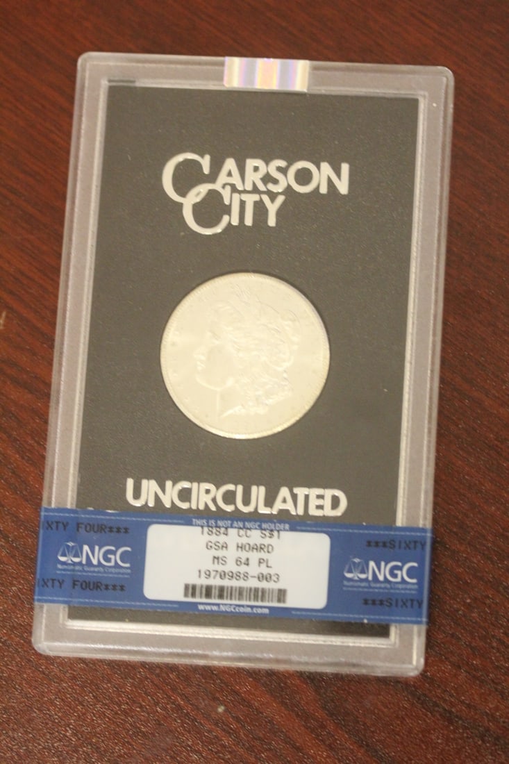 A Rare 1884-CC Morgan Silver Dollar: MS64 PL - in original GSA holder