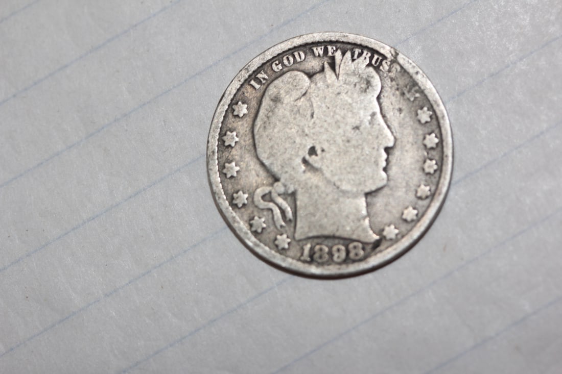 1898 Barber Silver Quarter: as shown