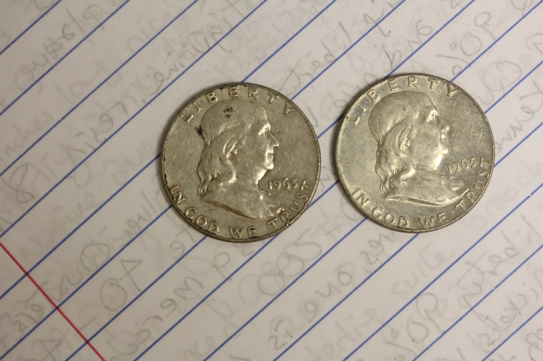 Lot of 2 Franklin Halves: 90% silver
