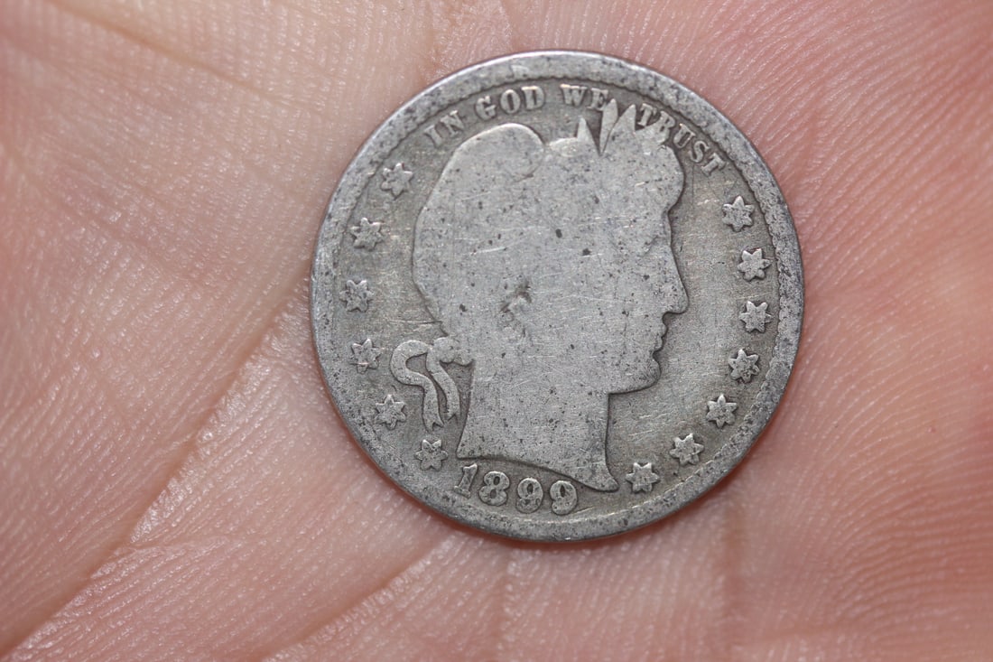 1899 Barber Silver Quarter: as shown on photos