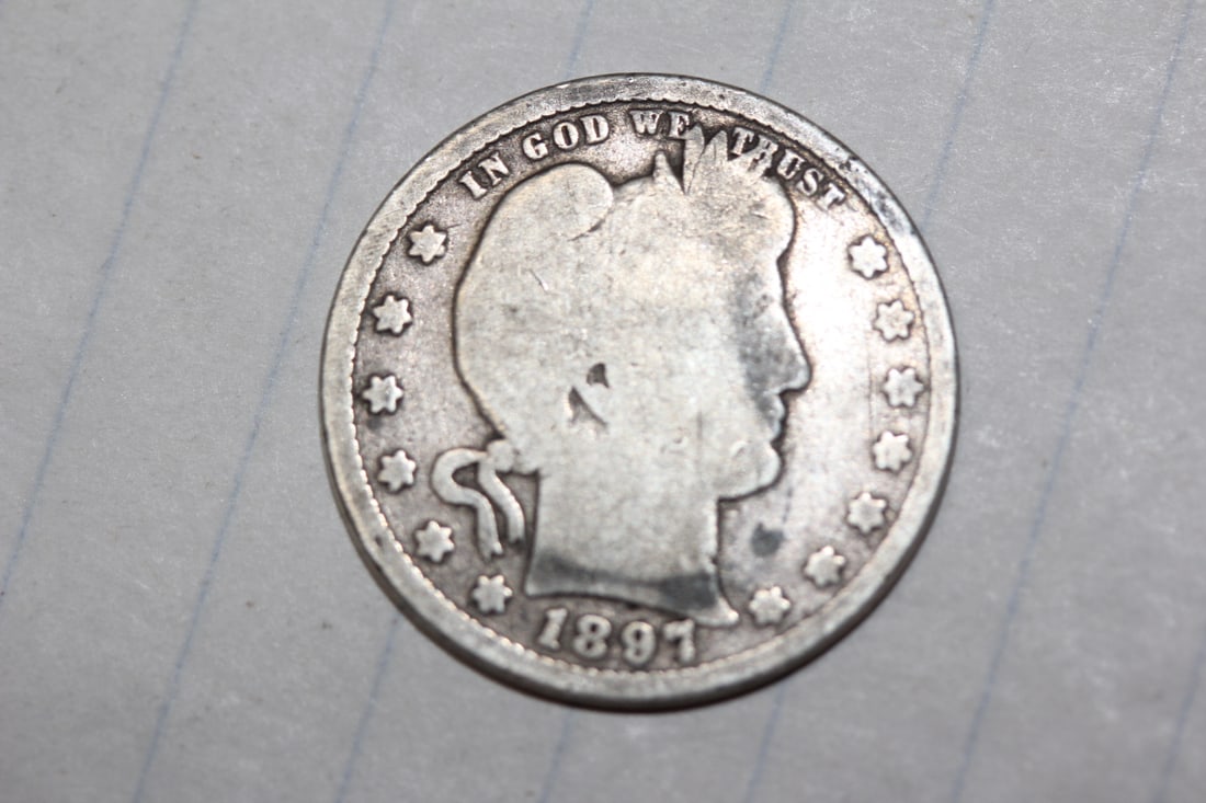 1897 Barber Silver Quarter: as shown