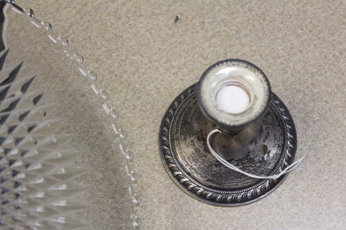 Sterling Foot and Press Glass Cake Plate - 5
